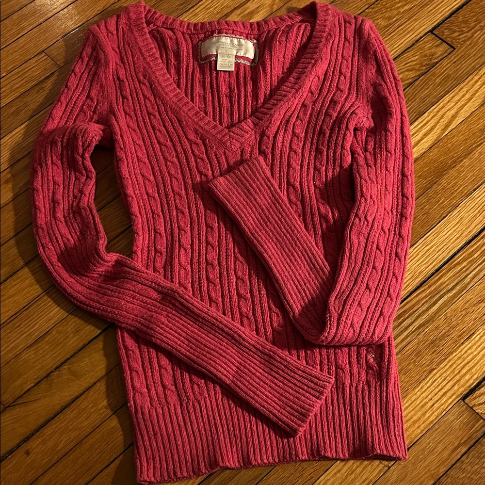 American Eagle Outfitters V-Neck Sweater - Deep Pink